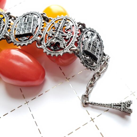 Vintage French Monuments Panel Link Bracelet - Picture 4 of 8